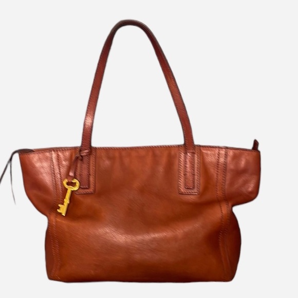 FOSSIL EMMAT TOTE - BEAUTIFUL SOFT LEATHER IN COGNAC - Picture 2 of 11